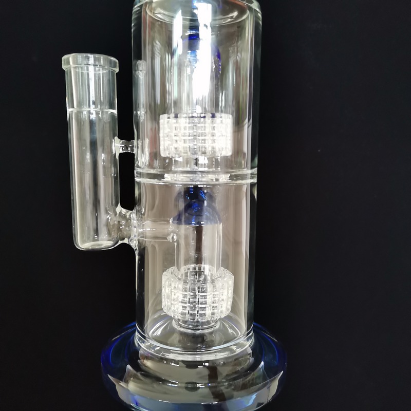 bent-type-clear-glass-beaker-bong-with-comb-base-2-layer-percolator-bongs-fristted-disc-water-pipes-4